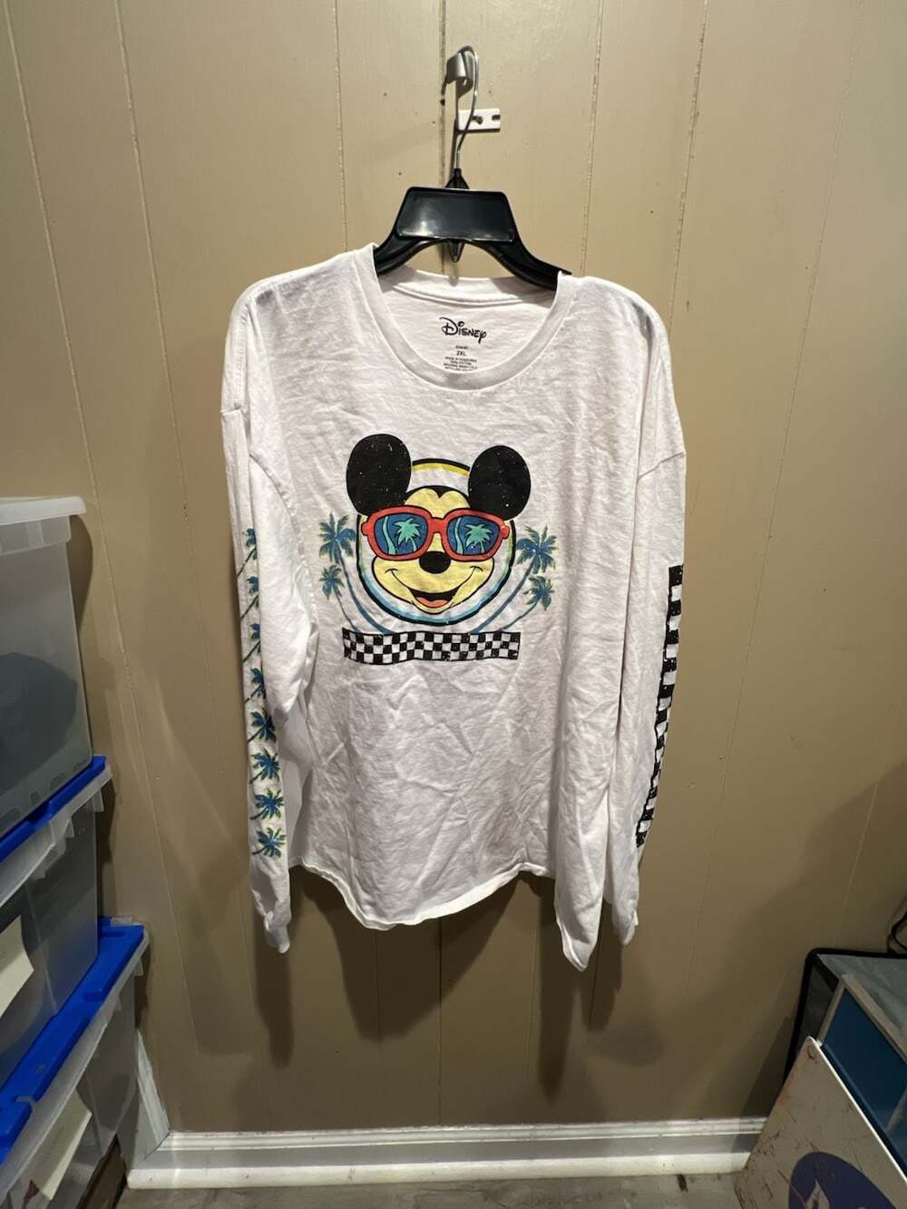 Disney Mickey Mouse Sunglasses and Palm Trees Graphic Long Sleeve T-Shirt